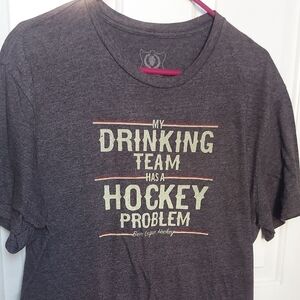 Gray Graphic T-Shirt with Hockey Print